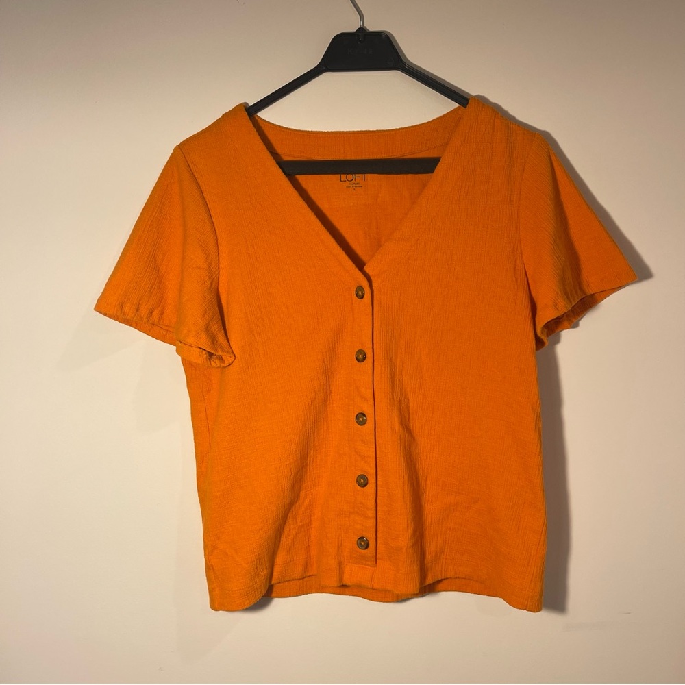 Orange LOFT Button Up T shirt